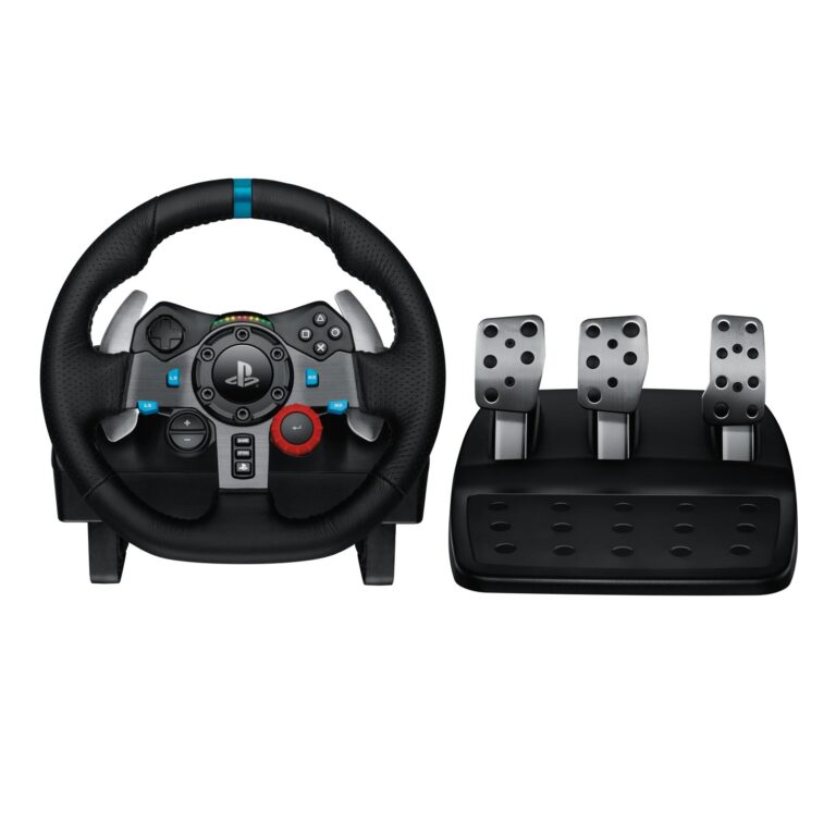 Gaming steering wheel and pedal set for PlayStation console