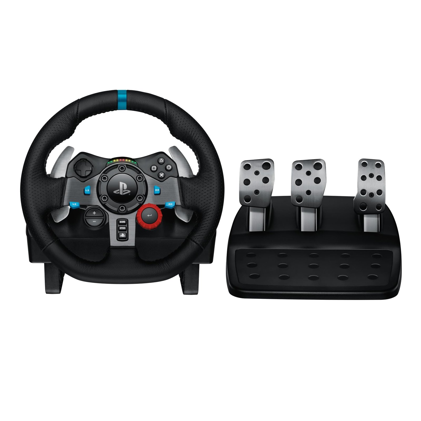 Gaming steering wheel and pedal set for PlayStation console