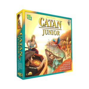 Catan Junior board game box with pirate theme and illustrations of a boat