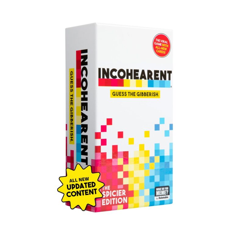 Box of "Incohearent" game, "Spicier Edition", with "All New Updated Content" sticker