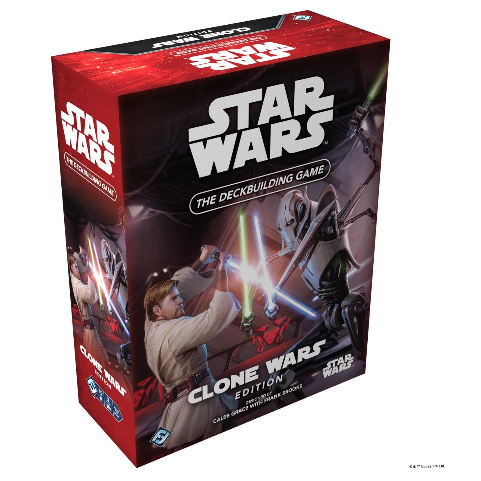 Star Wars: Clone Wars Edition deckbuilding game box featuring Obi-Wan and General Grievous
