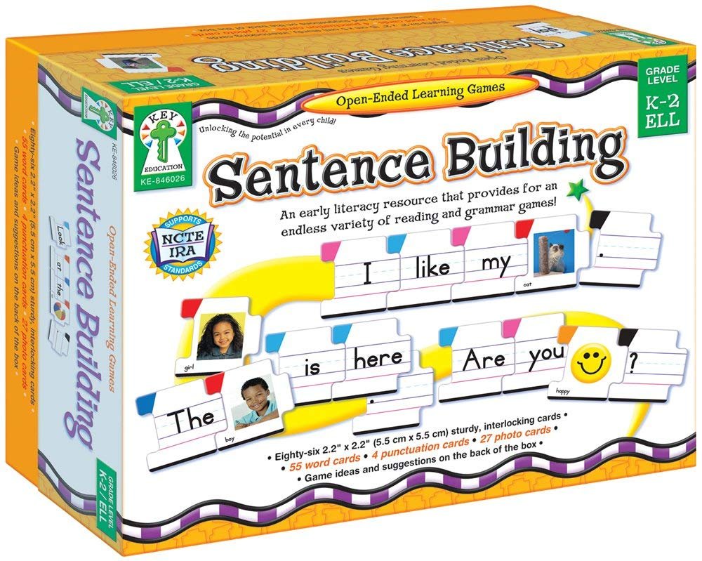Box of "Sentence Building" educational game with word and picture cards