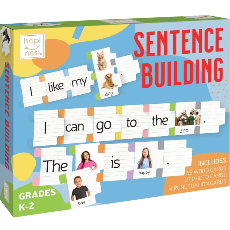 Sentence building game box with word and picture cards for grades K-2