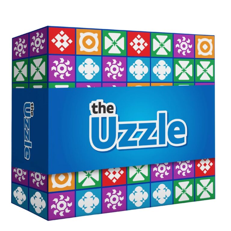 Box of "The Uzzle" game with colorful geometric patterns