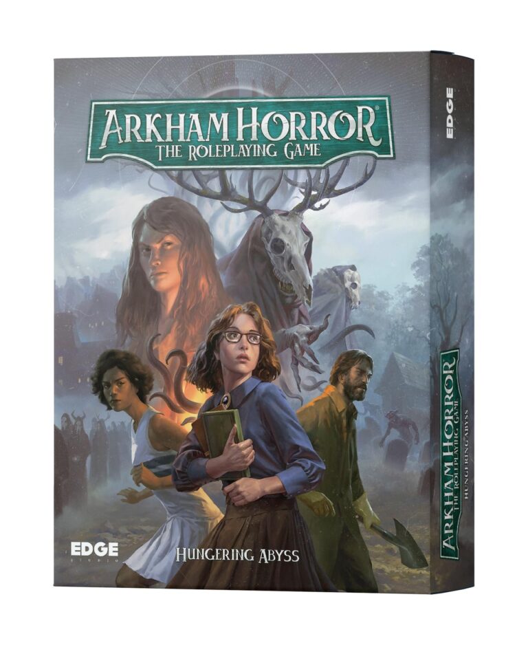 Arkham Horror: The Roleplaying Game box art with characters and monsters
