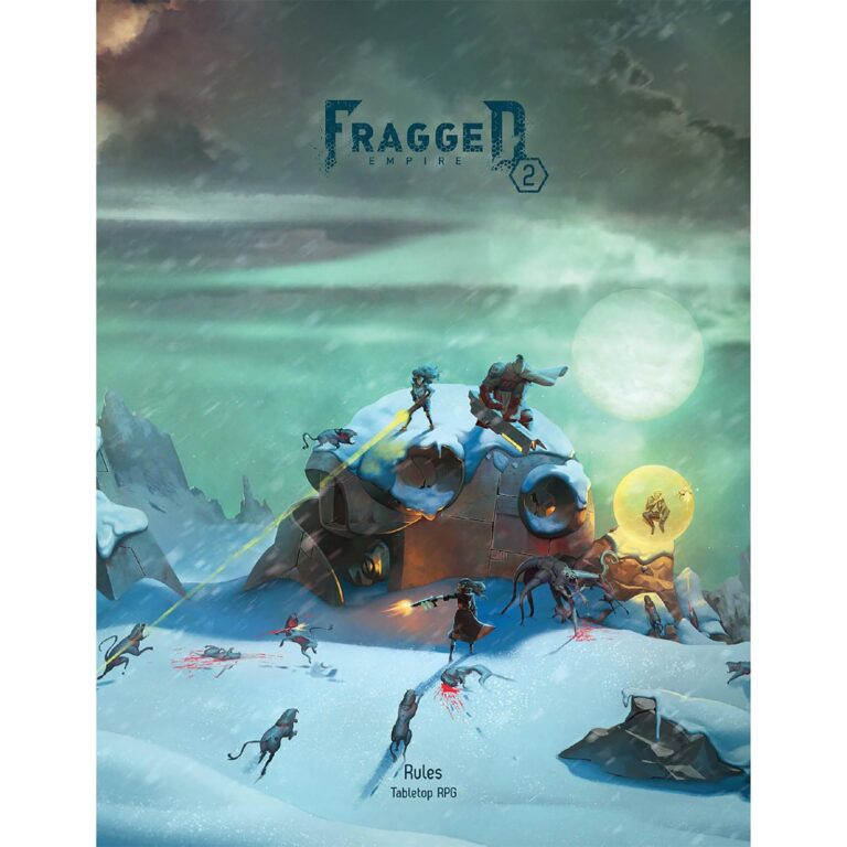 Fragger Empire 2 tabletop RPG cover art with sci-fi battle scene