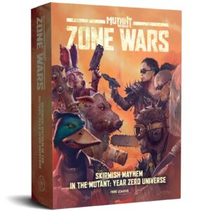 Mutant: Zone Wars board game box art with anthropomorphic animal characters
