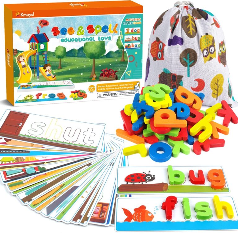 Educational toy set with wooden letters, flashcards, and a matching game