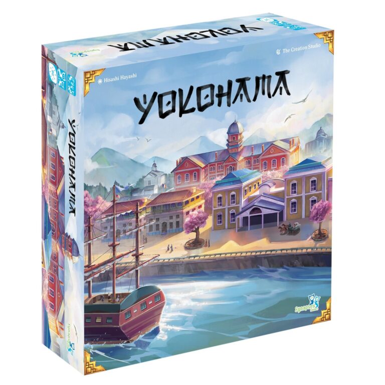 Box art for Yokohama board game, featuring a harbor scene