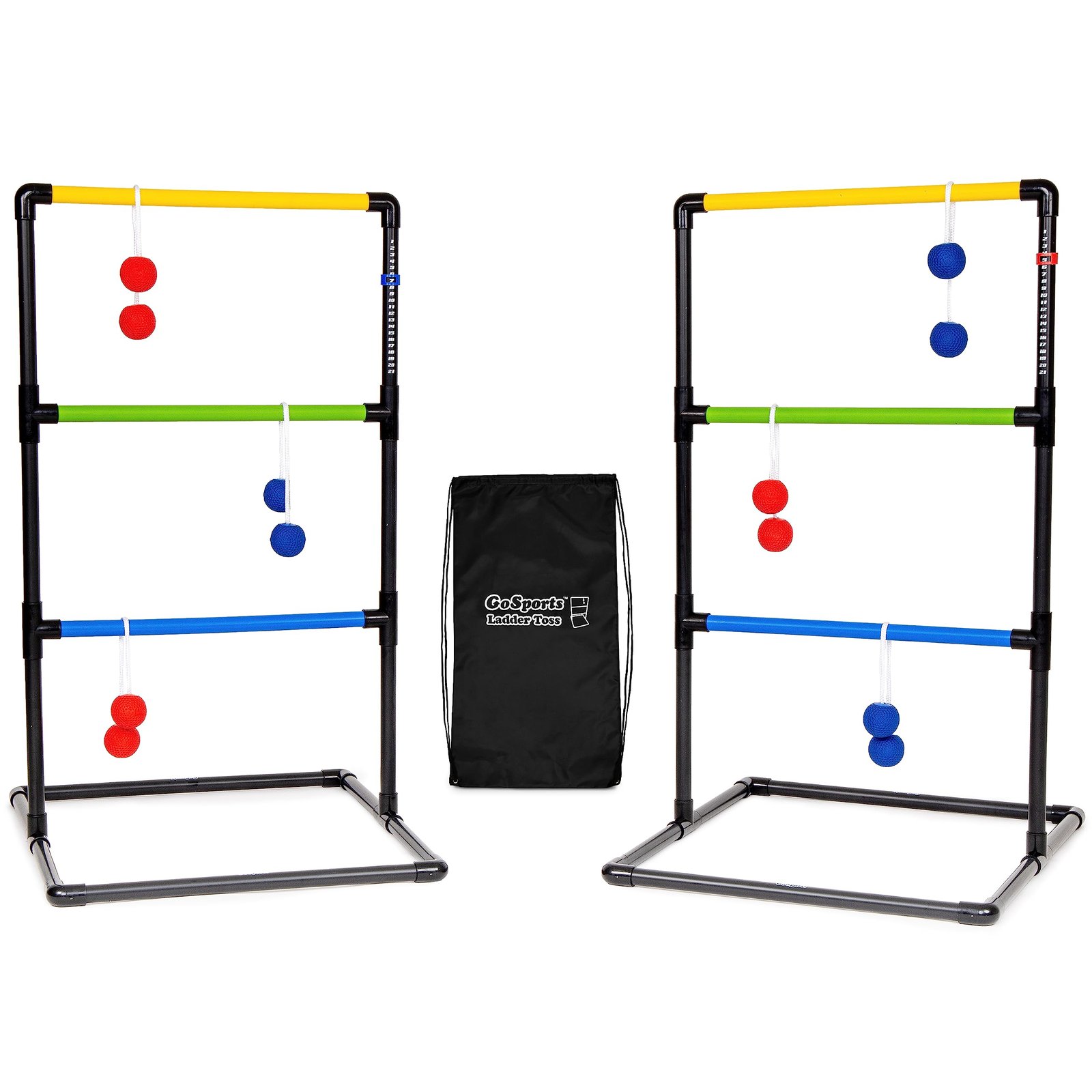 Ladder toss game set with two ladders, balls, and carrying bag
