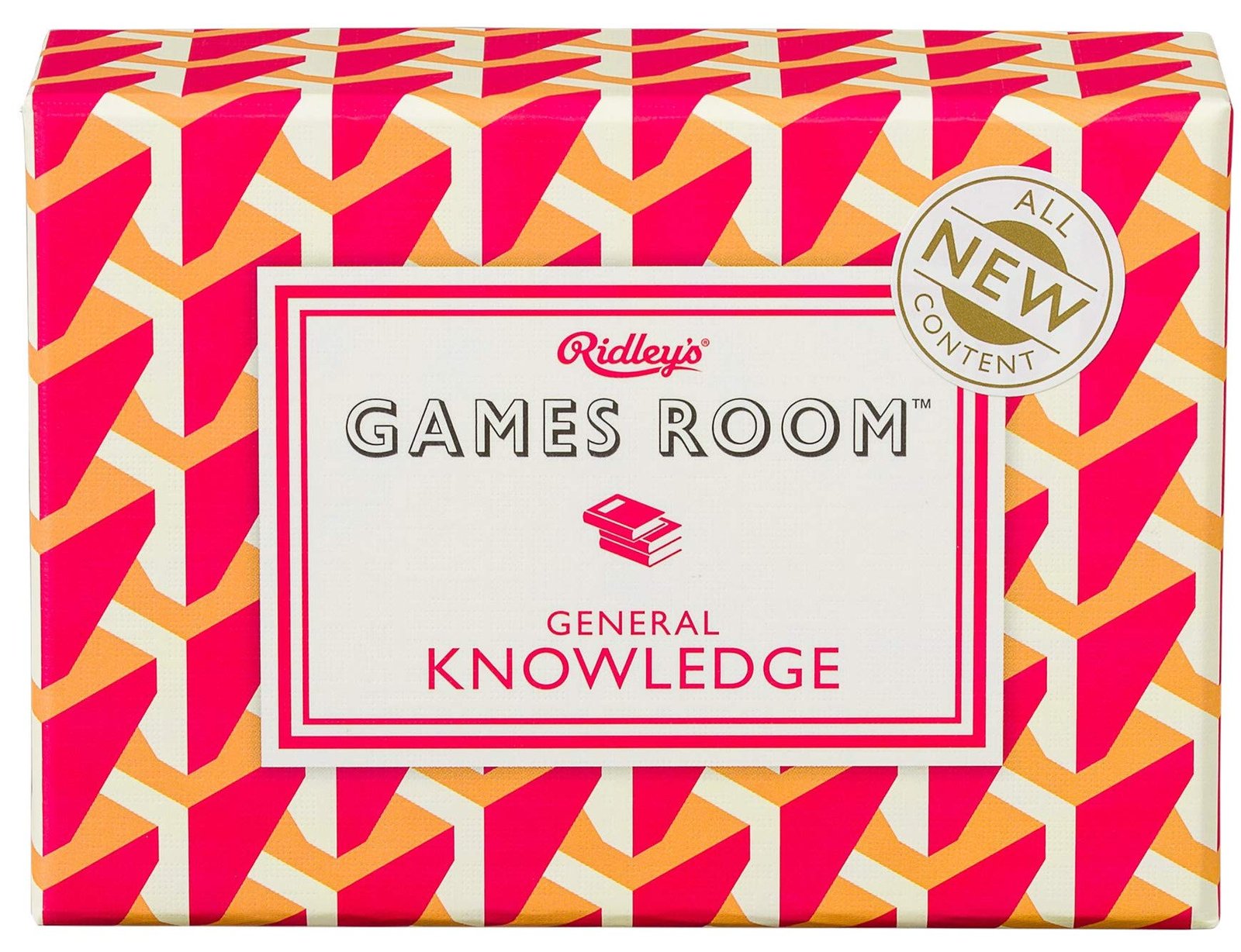 Ridley's Games Room General Knowledge box with geometric pattern and "New Content" seal