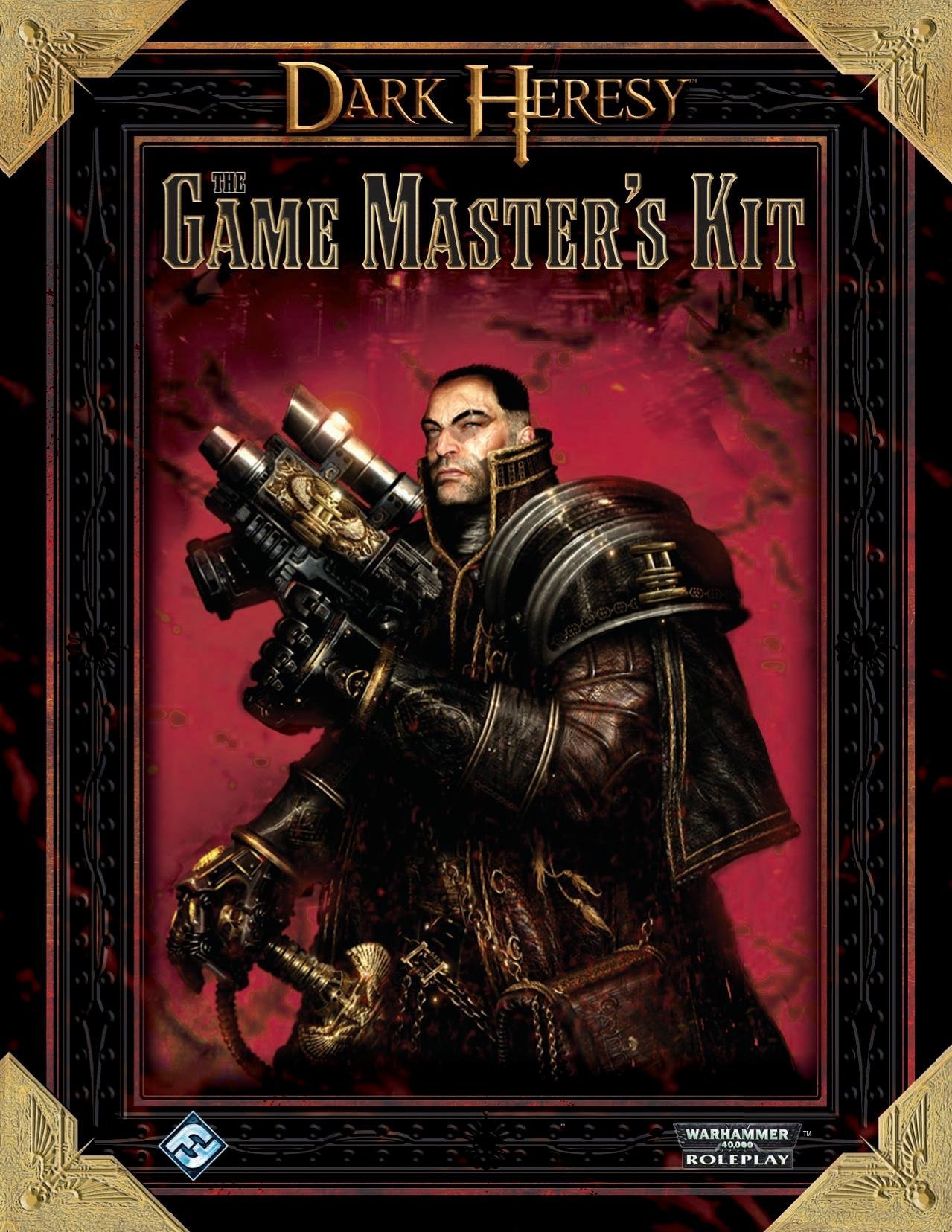 Dark Heresy Game Master's Kit cover art: armored man with gun