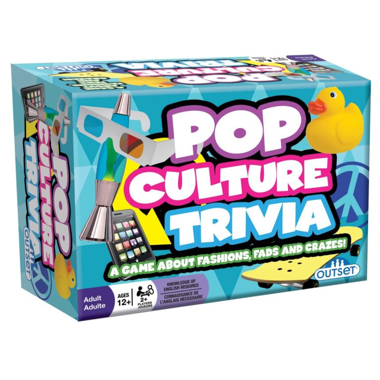 Pop Culture Trivia board game box with a yellow duck and other icons