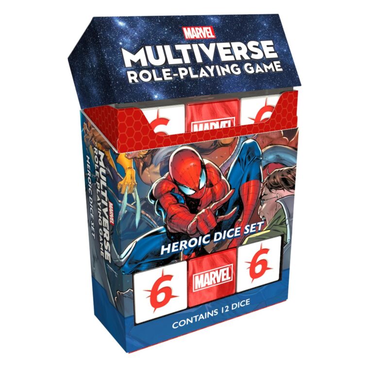 Marvel Multiverse Role-Playing Game Heroic Dice Set box with Spider-Man art