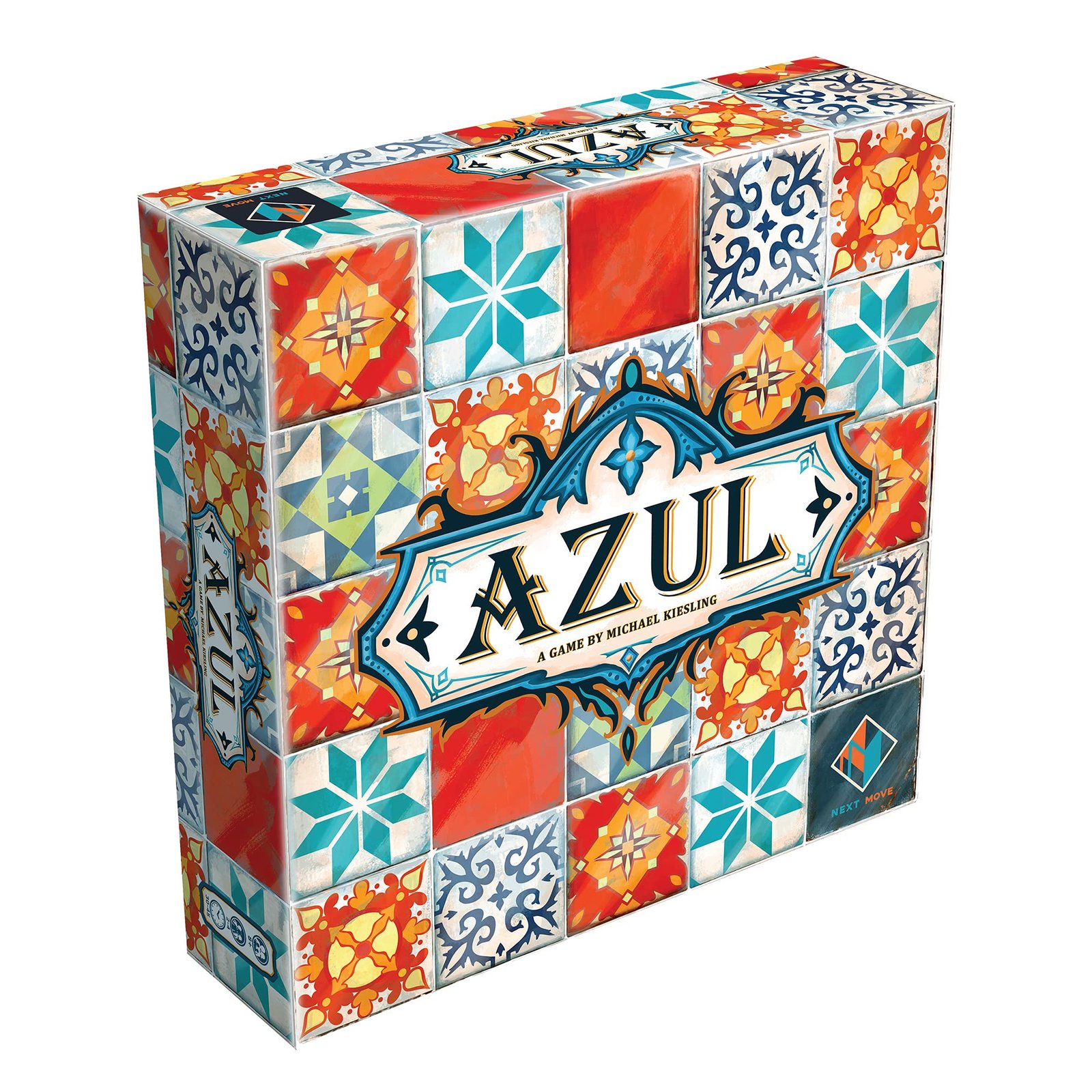 Azul board game box with colorful tile patterns and title