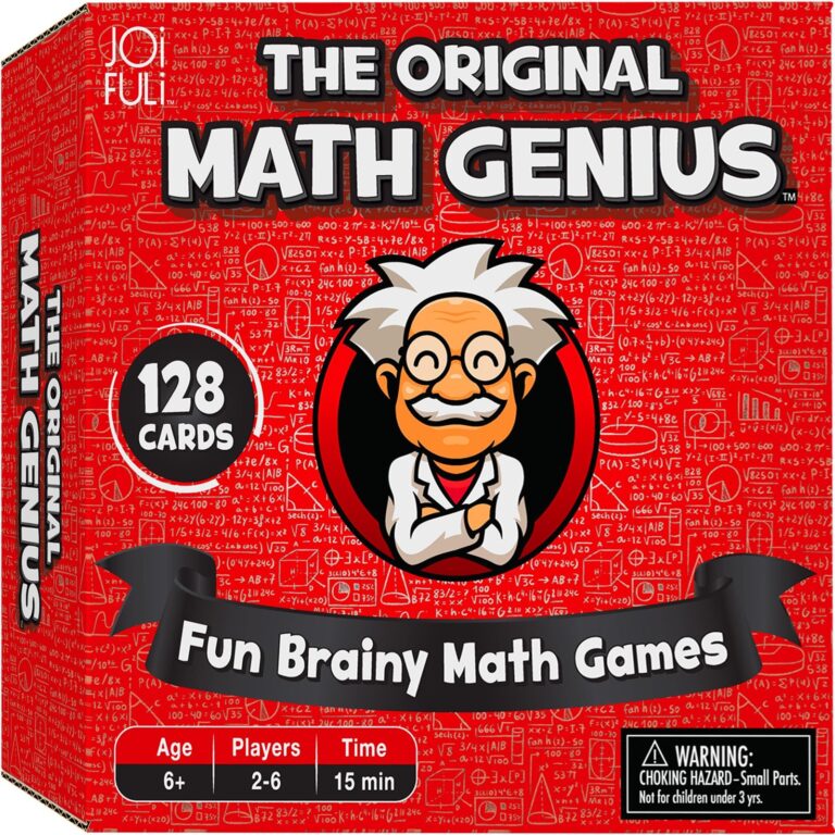 Box for "The Original Math Genius" game with cartoon scientist