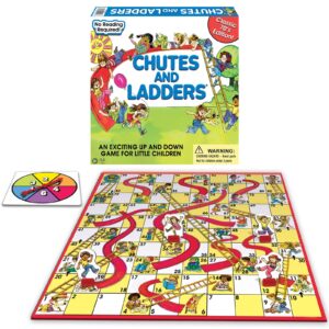 Chutes and Ladders" board game with spinner, ladders, chutes, and numbered squares
