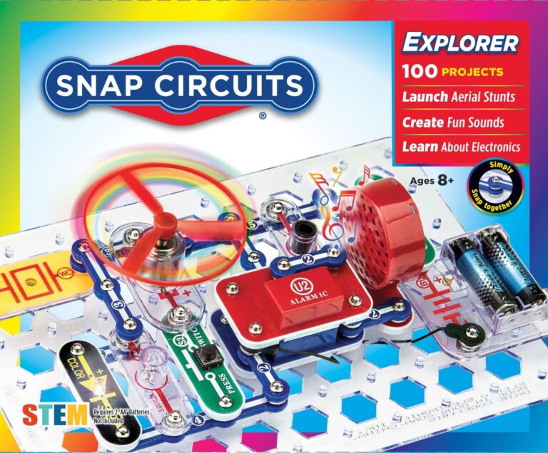 Snap Circuits Explorer kit with a spinning propeller and electronic components